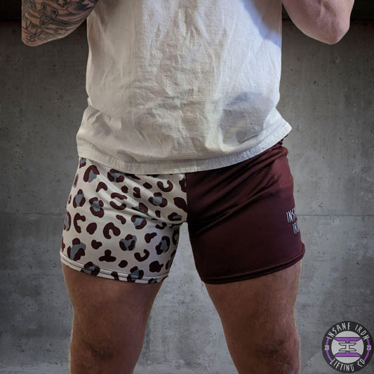 Men's Maroon/White Leopard Shorts