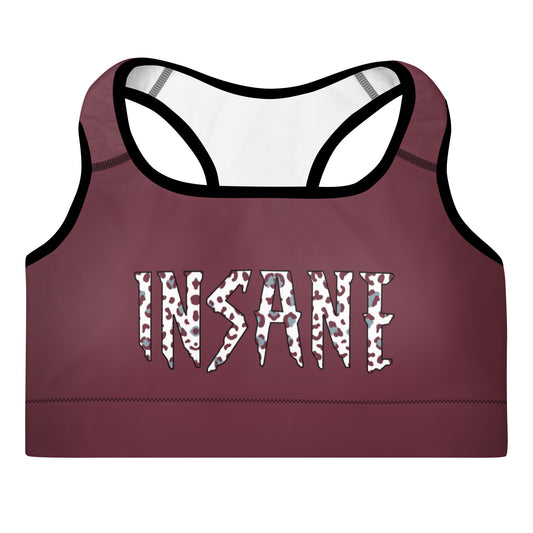 Maroon/White Leopard Padded Sports Bra