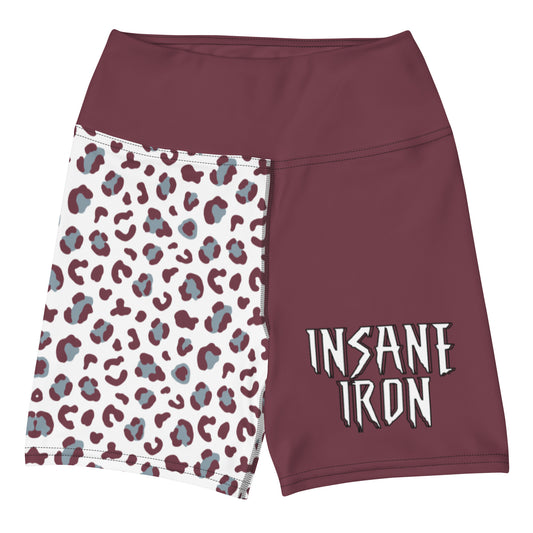 Women's Maroon/White Leopard Shorts